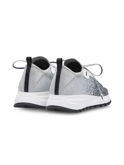 Shop Prada Knit Sneakers In Grey ,black