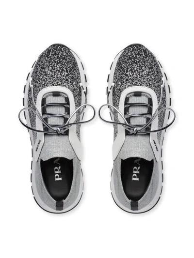 Shop Prada Knit Sneakers In Grey ,black
