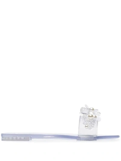 Shop Simone Rocha Embellished Jelly Slides In White