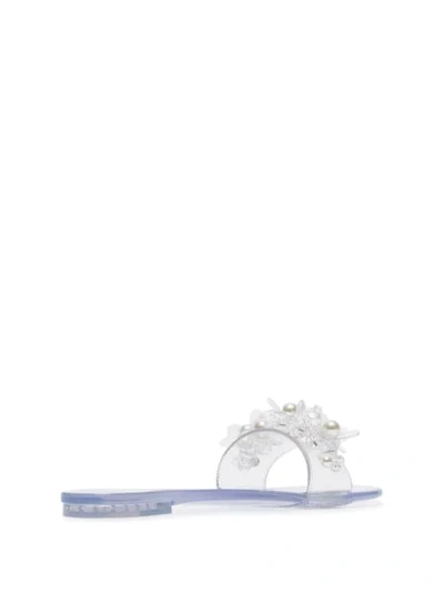 Shop Simone Rocha Embellished Jelly Slides In White