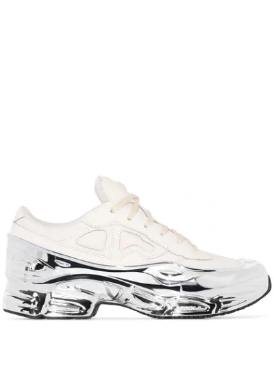 ADIDAS BY RAF SIMONS CREAM AND SILVER RS OZWEEGO SNEAKERS - 白色