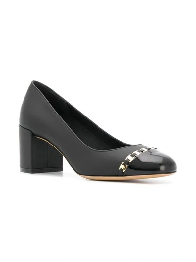 Shop Ferragamo Vara Chain Pumps In Black