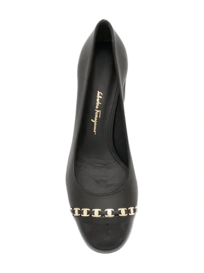 Shop Ferragamo Vara Chain Pumps In Black