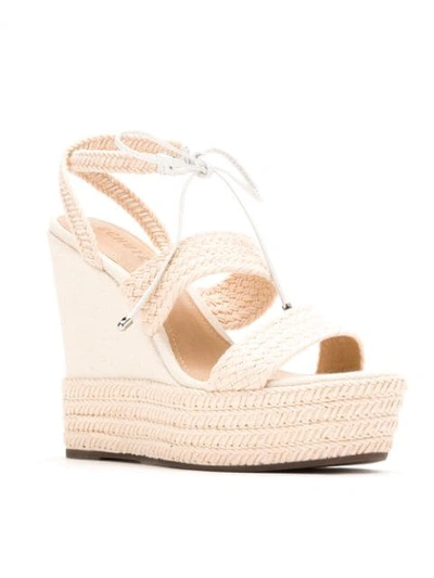 Shop Schutz Self-tie Wedge-heel Sandals - White