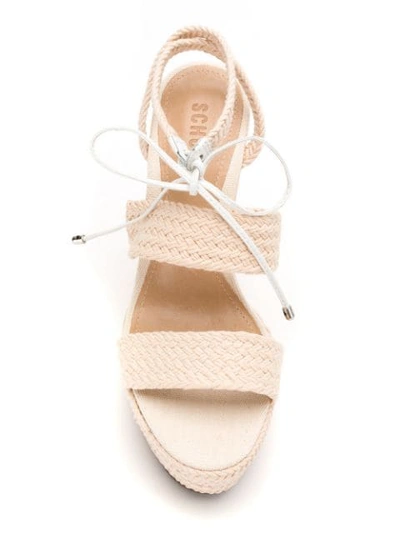 Shop Schutz Self-tie Wedge-heel Sandals - White