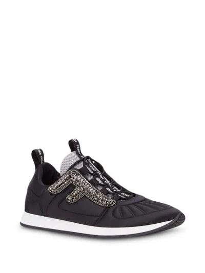 Shop Fendi Ffreedom Crystal Logo Sneakers In Black