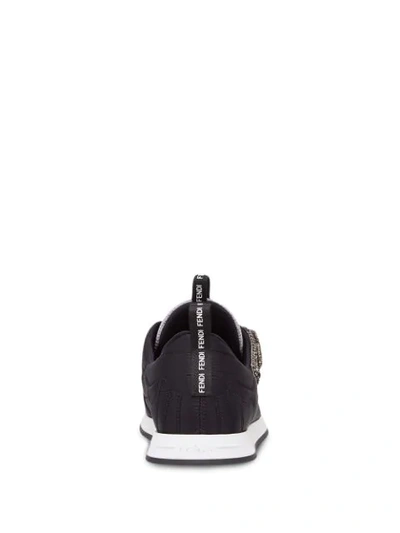 Shop Fendi Ffreedom Crystal Logo Sneakers In Black