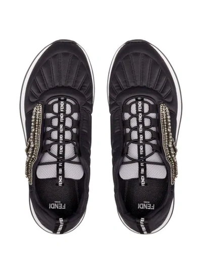 Shop Fendi Ffreedom Crystal Logo Sneakers In Black