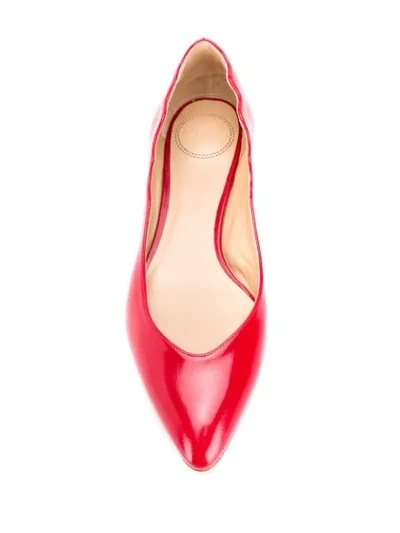Shop Chloé Scalloped Edge Ballerina Pumps In Red