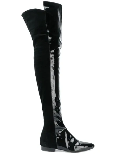 Pre-owned Versace Over The Knee Boots In Black