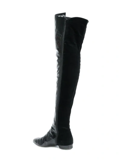 Pre-owned Versace Over The Knee Boots In Black