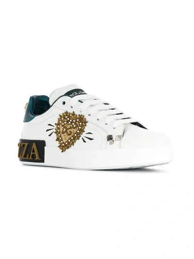 Shop Dolce & Gabbana Appliqué Patch Portofino Sneakers In White