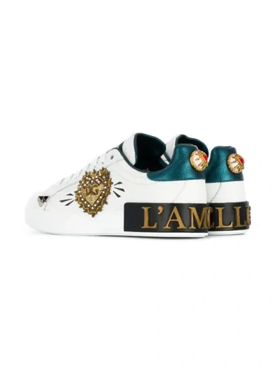 Shop Dolce & Gabbana Appliqué Patch Portofino Sneakers In White