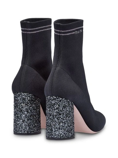 Shop Miu Miu Sock-style Ankle Boots In Black