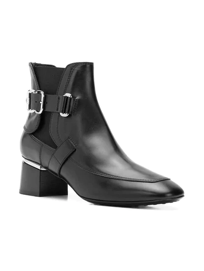 Shop Tod's Buckle Detail Boots In B999 Nero