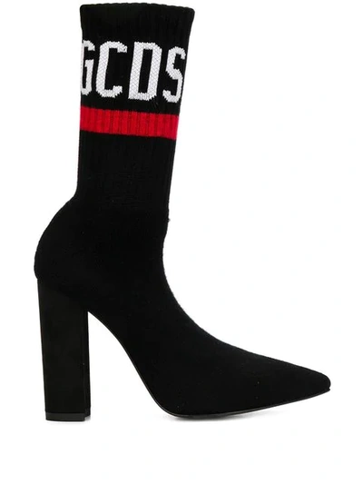 Shop Gcds Logo Sock Style Boots - Black