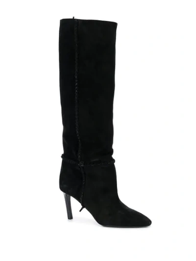 Shop Saint Laurent Heeled Knee Length Boots In Black