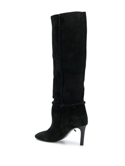 Shop Saint Laurent Heeled Knee Length Boots In Black
