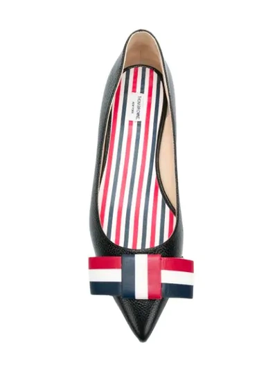 Shop Thom Browne Leather Bow Ballerina Flat In Black