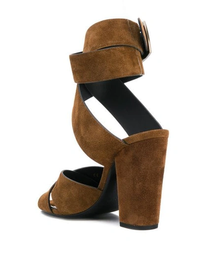 Shop Saint Laurent Crossover Strap Sandals In Brown