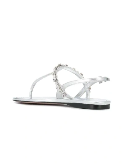 Shop Prada Embellished T-bar Sandals In Metallic
