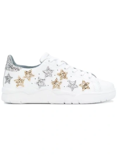 Shop Chiara Ferragni Star Lace-up Sneakers In White