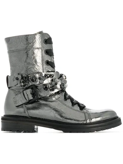 Shop Kennel & Schmenger Ankle Lace-up Boots In Metallic