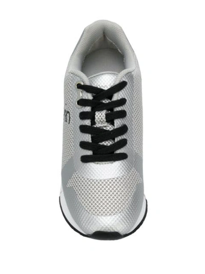 Shop Calvin Klein Jeans Est.1978 Mesh Panel Running Sneakers In Silver