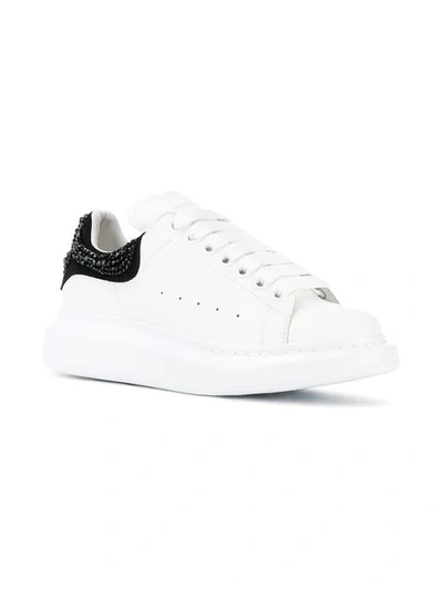 Shop Alexander Mcqueen Embellished Lace Up Sneakers In White