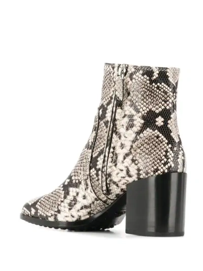 Shop Tod's Snakeskin Print Ankle Boots In Neutrals