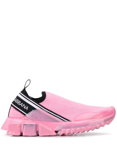 Shop Dolce & Gabbana Logo Sock Sneakers In Pink