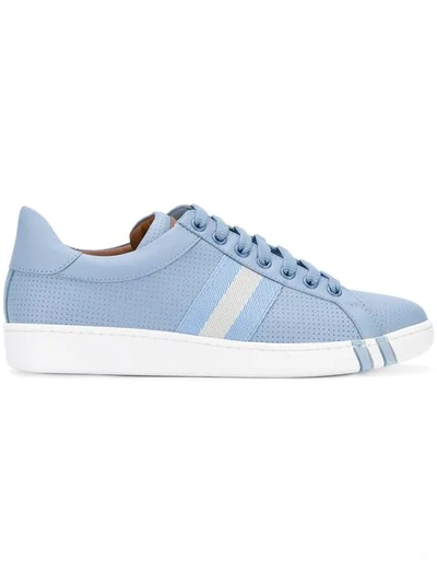 Shop Bally Micro Perforated Sneakers In Blue