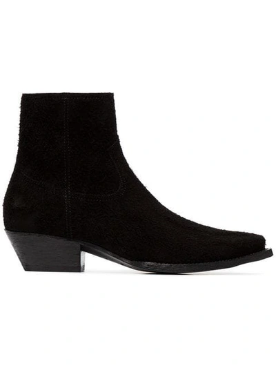Saint Laurent Lukas 40mm Cowboy Ankle Boots In Black