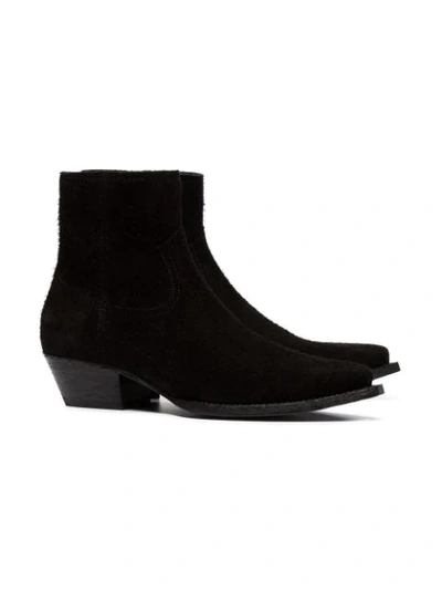 Saint Laurent Lukas 40mm Cowboy Ankle Boots In Black