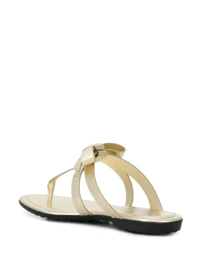 Shop Tod's Toe Post Sandals In Gold