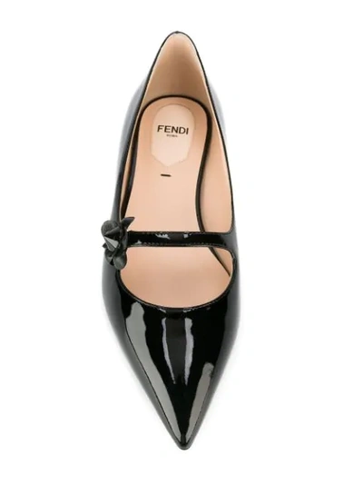 Shop Fendi Pointed Toe Ballerinas In Black