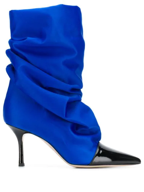 blue suede slouch boots
