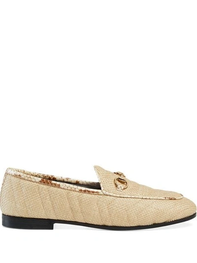 Shop Gucci Jordaan Woven-style Loafers - 109 - Neutrals