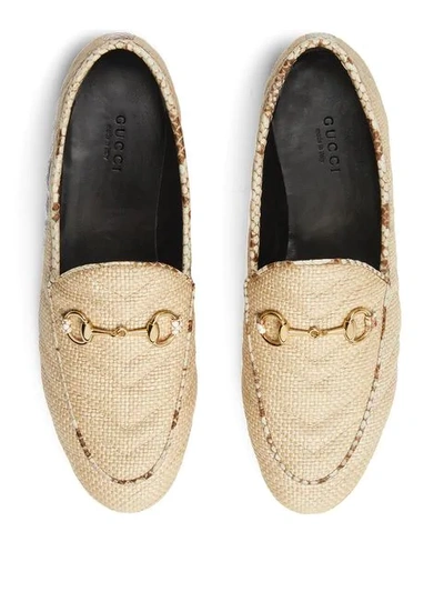 Shop Gucci Jordaan Woven-style Loafers - 109 - Neutrals