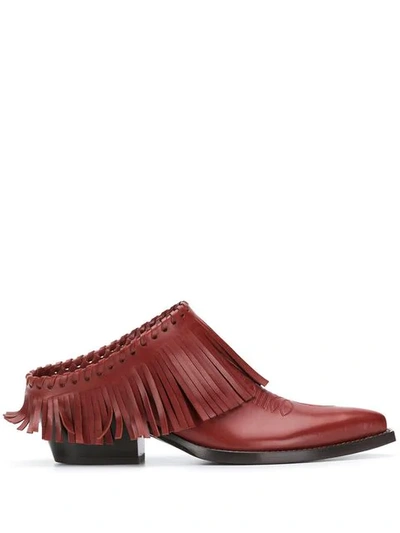 Shop Sartore Fringed Mules In Red
