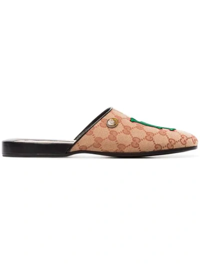 Shop Gucci Gg Logo Slippers In Neutrals