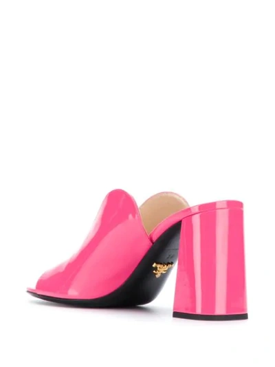 Shop Prada Block Heel Mules In Pink