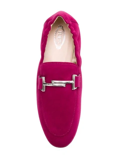 Shop Tod's Double T Loafers In Pink