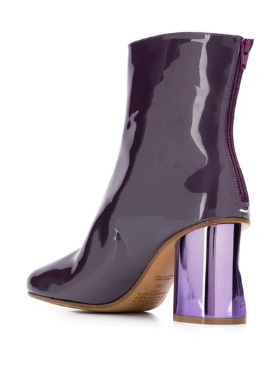 Shop Maison Margiela Destroyed Heel Ankle Boots In Purple