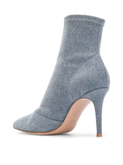 Shop Gianvito Rossi Stonewashed Denim Ankle Boots In Blue
