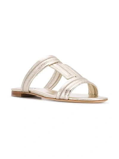 Shop Tod's Double T Sandals In Gold