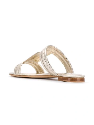 Shop Tod's Double T Sandals In Gold