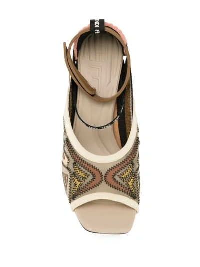 Shop Fendi Technical Mesh Sandals In Neutrals
