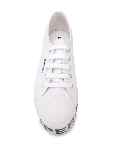 Shop Superga Logo Heel Sneakers In White