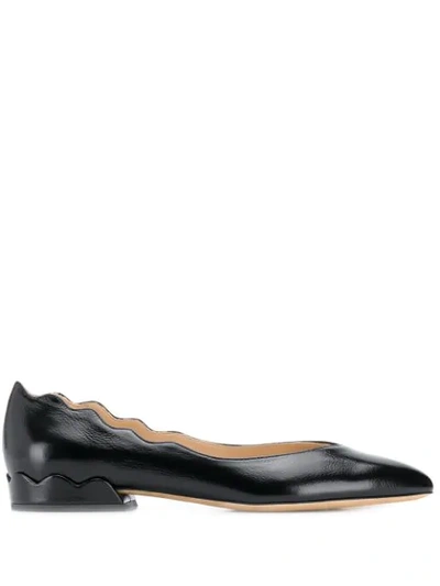 Shop Chloé Scalloped Detail Ballerina Shoes In Black